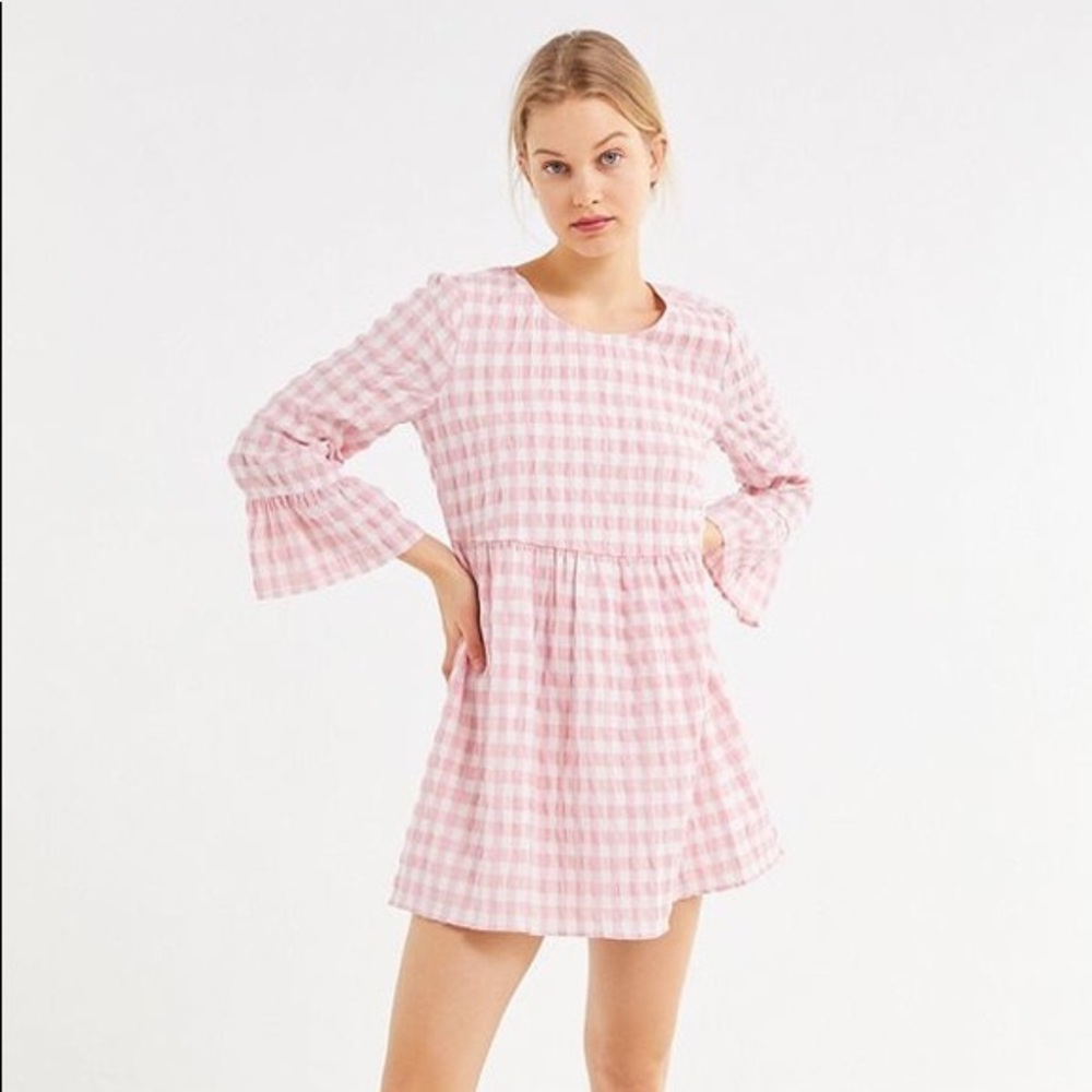 Urban Outfitters Pink and White Gingham Mini Dress